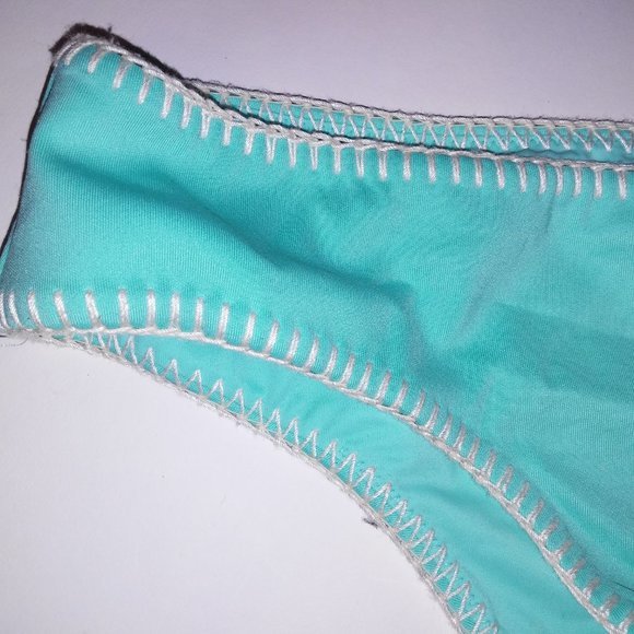 Victoria Secret Swim Bikini Bottom XS Cheeky Hipster Seafoam Glow‎ Aqua Stitched - Picture 4 of 7